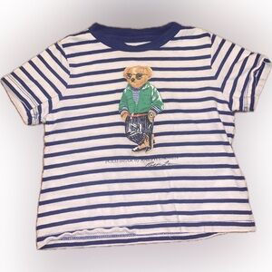 Ralph Lauren Blue and White Striped Short Sleeve Tee